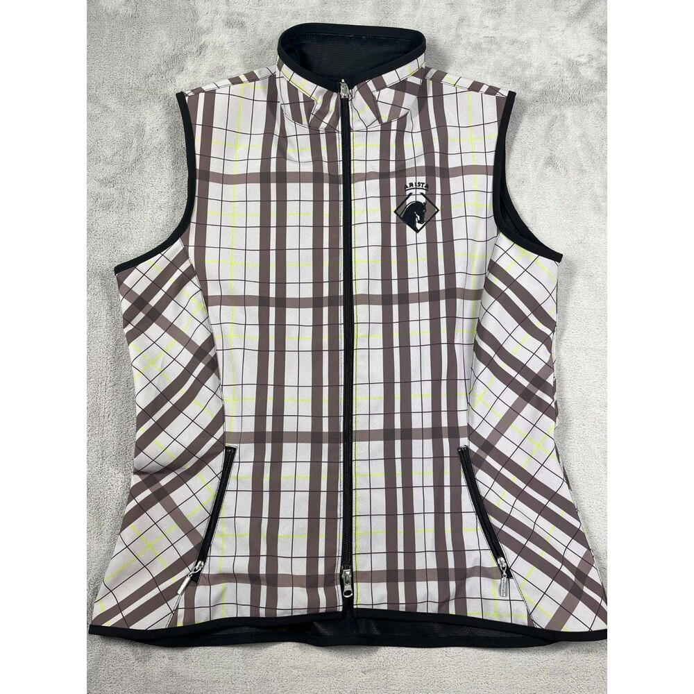 Arista Equestrian Limited Edition Riding Vest Womens Plaid Gray Green Large